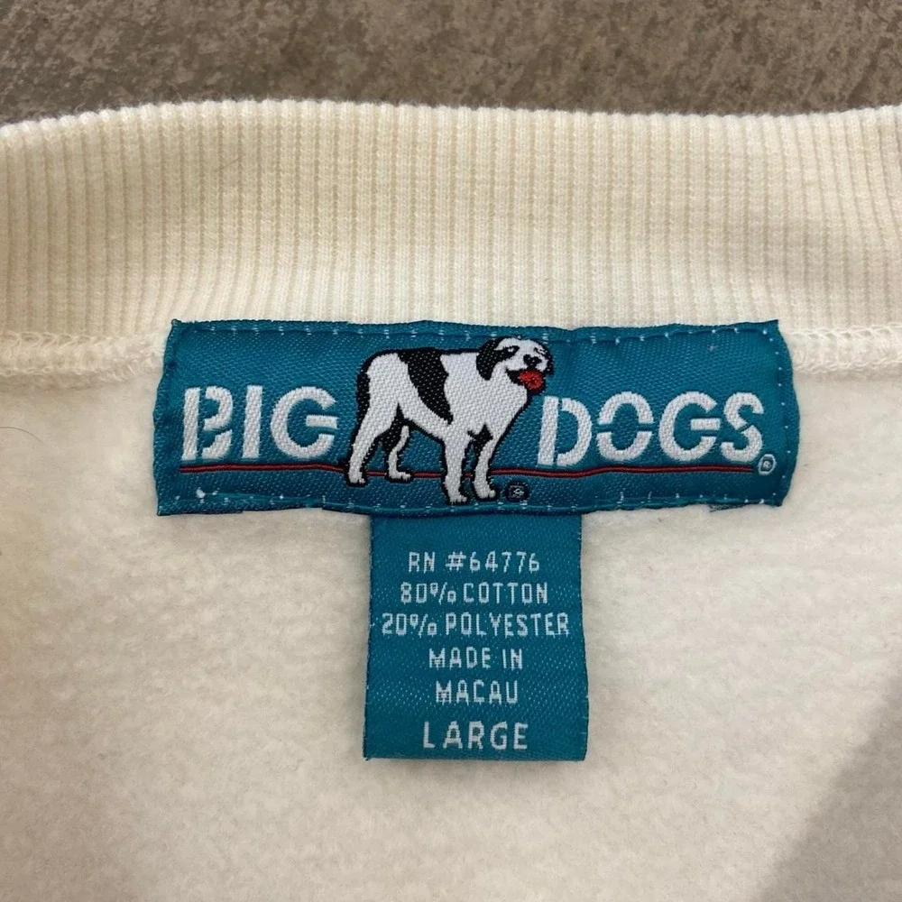 Vintage 90s Big Dogs White Spellout Crewneck Sweatshirt Size L
